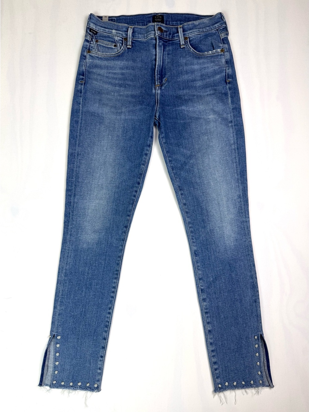 Citizens of Humanity Rocket High Rise Skinny Jeans 29 Pearl Stud Split Raw Hem